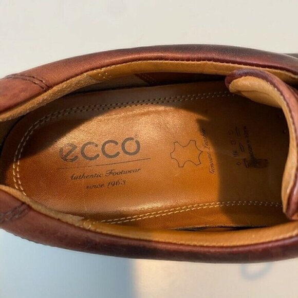 Ecco Mens Oxfords Shoes Brown Leather Lace Up 11 - Picture 7 of 8